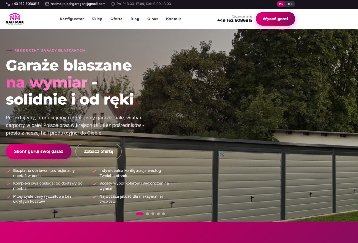 obracany model garażu w konfiguratorze 3D NAD-MAX