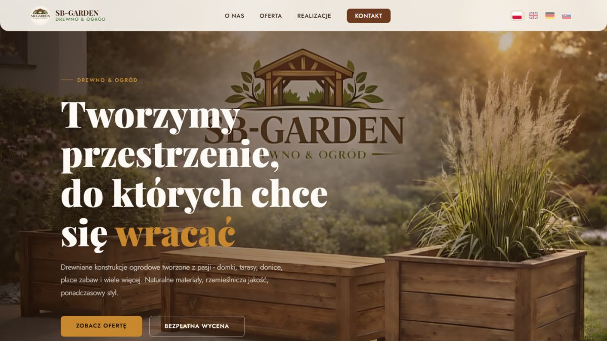 Strona SB Garden z formularzem przyjmującym zdjęcia